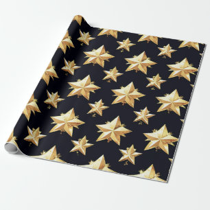 Papel De Presente padrão de estrelas douradas