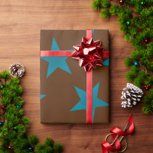 Papel De Presente Padrão de Estrelas Douradas 16