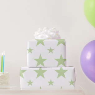 Papel De Presente Padrão de Estrelas Verdes Pastel Celestial Feminin