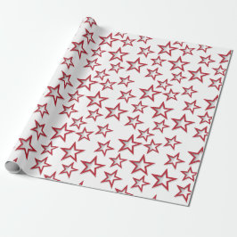 Papel De Presente Padrão de Estrelas Vermelhas de Natal