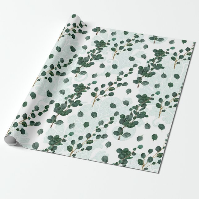 Papel De Presente Padrão de Eucalipto (Desenrolado)