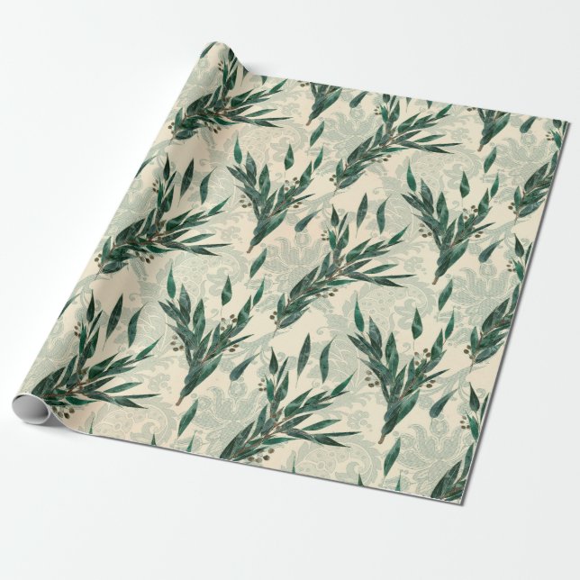 Papel De Presente Padrão de Eucalipto (Desenrolado)