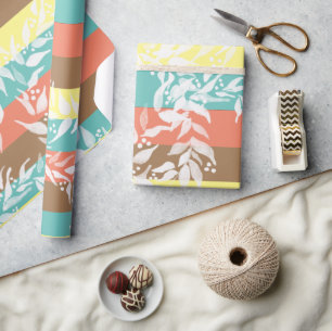 Papel De Presente Padrão de Extremo de Cores Aquáticas do Bloco de C