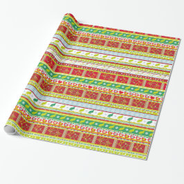 Papel De Presente Padrão de faixa cardíaca de amêndoa de Natal