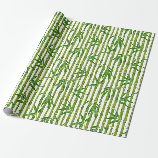 Papel De Presente Padrão de faixa de bambu verde (Desenrolado)