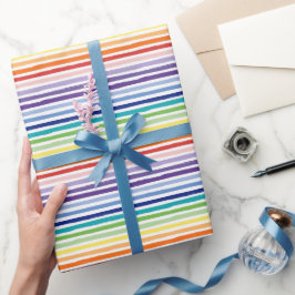 Papel De Presente Padrão de Faixa de Pincel de Aquarela Arco-íris