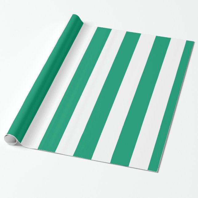 Papel De Presente Padrão de faixa extra grande branco verde Jade (Desenrolado)