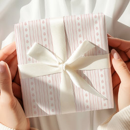 Papel De Presente Padrão de Faixa Rosa Elegante