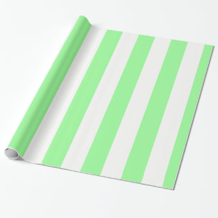 Papel De Presente Padrão de faixa verde-clara e branco grande