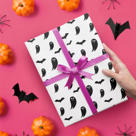 Papel De Presente Padrão de fantasma e morcegos do Dia das Bruxas Br