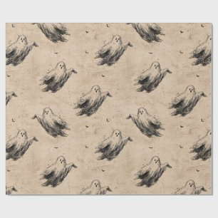 Papel De Presente Padrão de Fantasma Rústico Vintage (2)