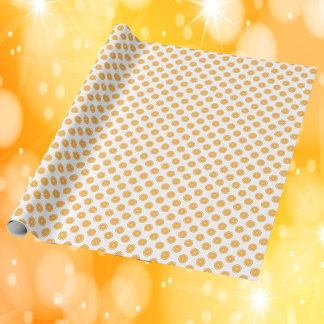 Papel De Presente Padrão de Fatia de Fruta Laranja