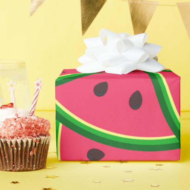 Papel De Presente Padrão de fatias de melancia caprichosas fofas (Festa de aniversário)