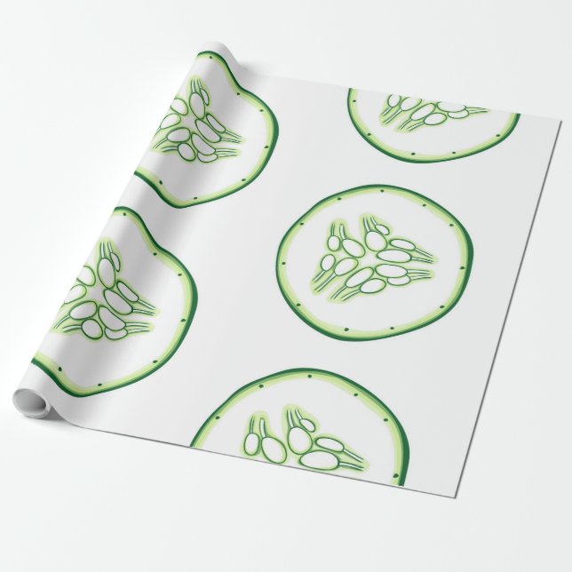 Papel De Presente Padrão de fatias de pepino (Desenrolado)