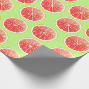Papel De Presente Padrão de Fatias de Toranja Rosa