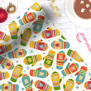 Papel De Presente Padrão de Feriado das Luvas do Natal de inverno