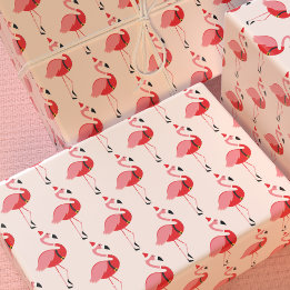 Papel De Presente Padrão de Férias de Natal Flamingo, cor-de-rosa, p