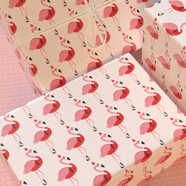 Papel De Presente Padrão de Férias de Natal Flamingo, cor-de-rosa, p