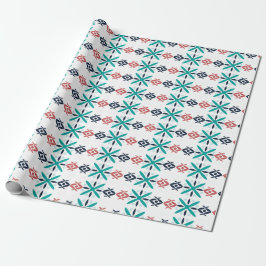 Papel De Presente Padrão de Férias Floral Abstrato Azul
