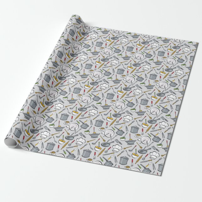 Papel De Presente Padrão de ferramentas da cozinha (Desenrolado)