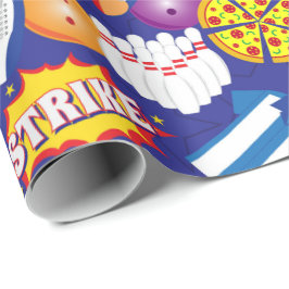 Papel De Presente Padrão de Festa de aniversário de dez pinos colori