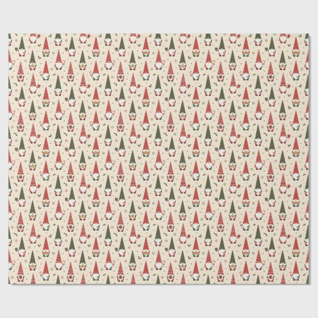 Papel De Presente Padrão de festa de Gnome de Natal (Aberto)