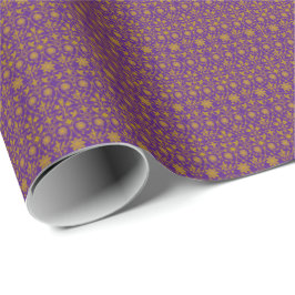 Papel De Presente Padrão de Filigrana Real Roxo e Dourado 