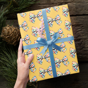 Papel De Presente Padrão de fita amarela Arco colorido bonito de ten