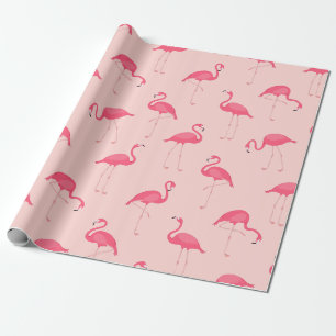 Papel De Presente Padrão de Flamingo Rosa de Aquarela Tropical Fofo