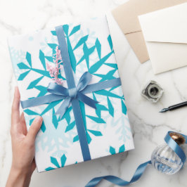 Papel De Presente Padrão de Floco de Neve Azul