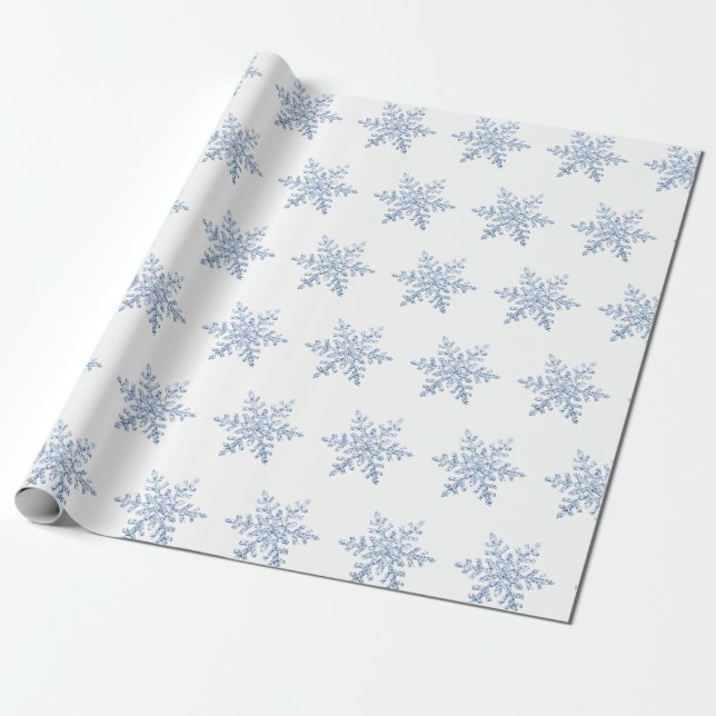 Papel De Presente Padrão de floco de neve com brilho (Desenrolado)