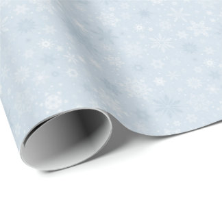 Papel De Presente Padrão de Floco de Neve de Natal Branco Claro Azul
