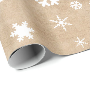 Papel De Presente Padrão de Floco de Neve de Natal Branco Elegante