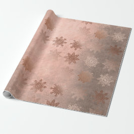 Papel De Presente Padrão de floco de neve de Natal rosa de cobre