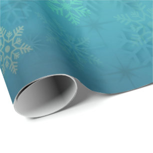 Papel De Presente Padrão de Floco de Neve de Natal Turquesa Elegant