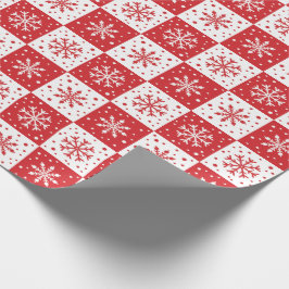 Papel De Presente Padrão de floco de neve e neve (vermelho)