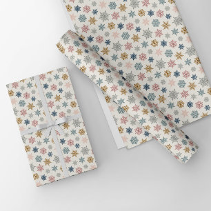 Papel De Presente Padrão de floco de neve multicolorido – Natal de i
