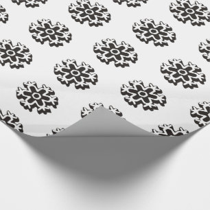 Papel De Presente Padrão de Floco de Neve Preto e Branco