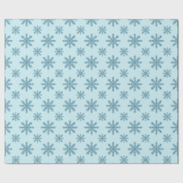 Papel De Presente Padrão de floco de neve retrô bonito em azul aquar