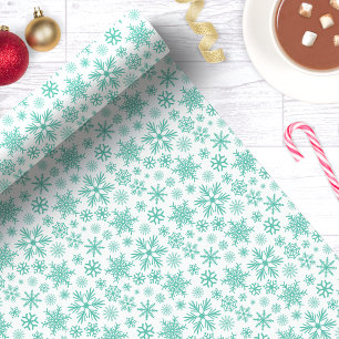 Papel De Presente Padrão de Flocos de Neve Azul de Natal de Inverno