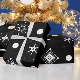 Papel De Presente Padrão de Flocos de Neve Brancos