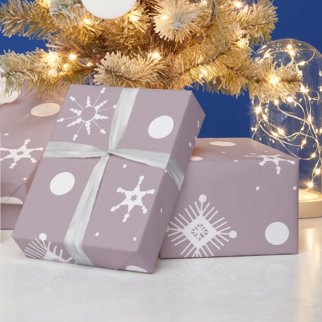 Papel De Presente Padrão de Flocos de Neve Brancos (Feriados)