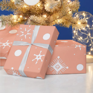 Papel De Presente Padrão de Flocos de Neve Brancos