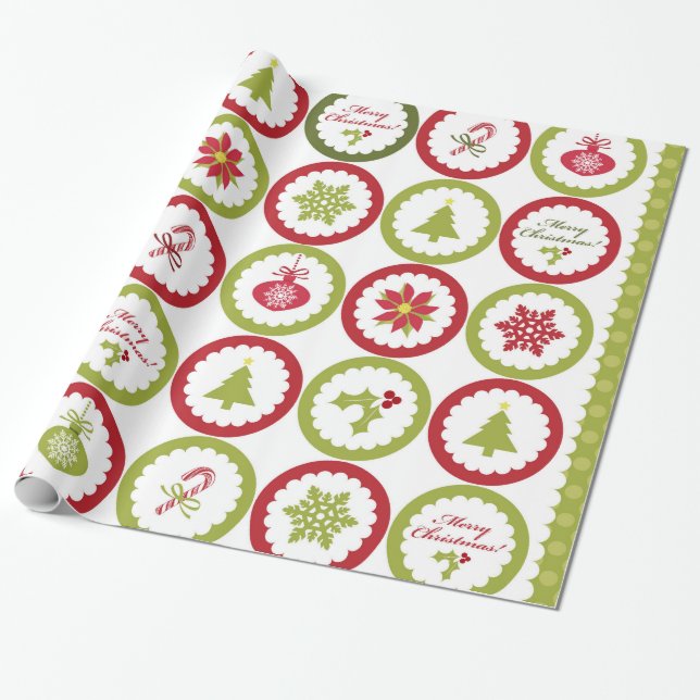 Papel De Presente Padrão de flocos de neve da árvore de Natal (Desenrolado)