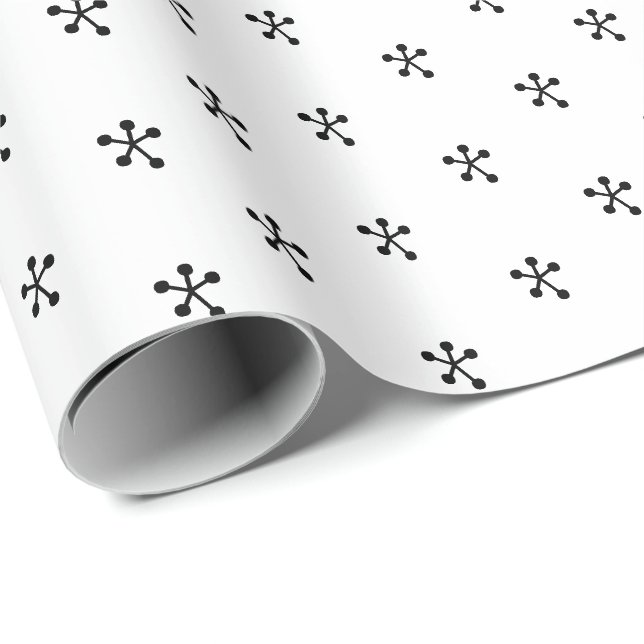 Papel De Presente Padrão de flocos de neve das estrelas brancas-bran (Ponta do rolo)