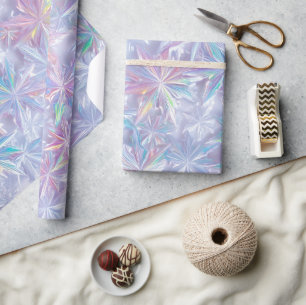 Papel De Presente Padrão de flocos de neve iridescentes cintilantes