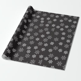 Papel De Presente Padrão de flocos de neve preto e branco Feriado 