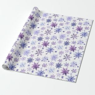 Papel De Presente Padrão de flocos de neve roxos de aquarelas de Nat