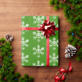 Papel De Presente Padrão de Flocos de Neve Rústicos Feriado Natal Ve