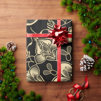 Papel De Presente Padrão de Flor Árabe Escuro